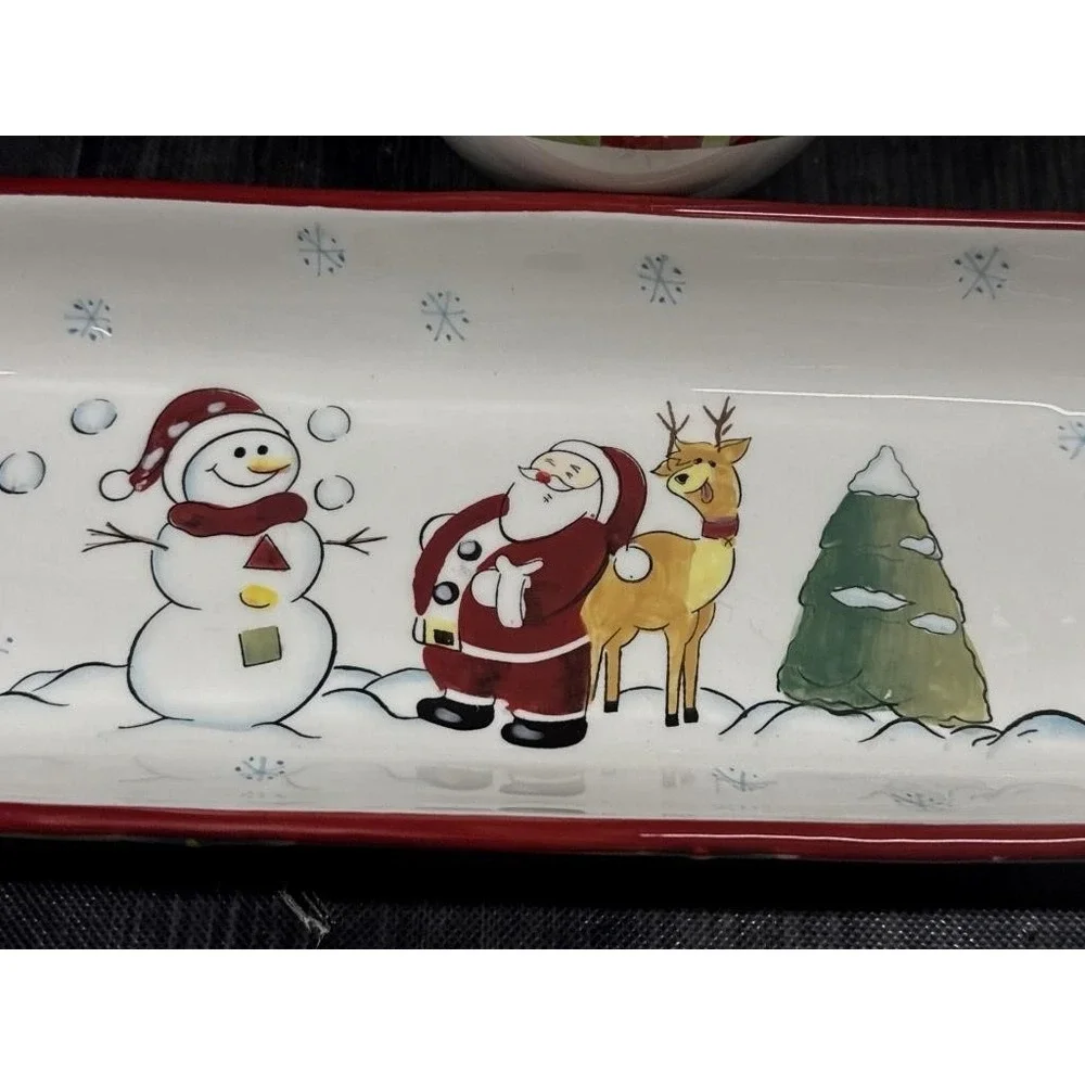 Tabletops Gallery‎ Winterland Christmas Chip and Dip Serving Tray and Bowl Set